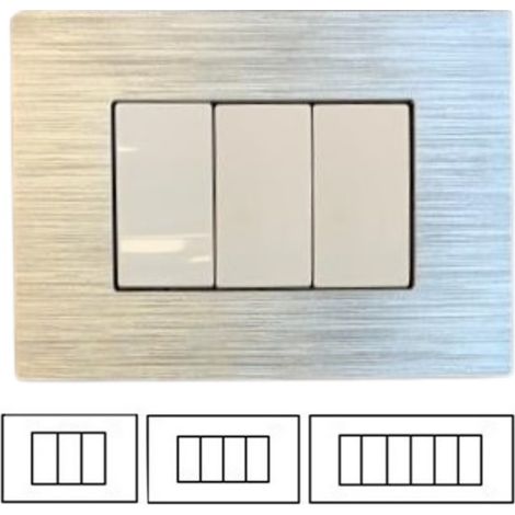 Placca Silver Satinato 3 Posti MATIX Compatibile-3 Posti