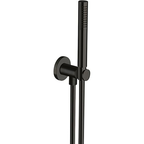 Ensemble applique prise d'eau douchette flexible ronde Infinity Black PVD - CRISTINA ONDYNA PD47555P