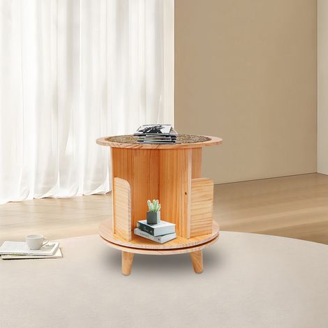YISSALE-Drehbares Bücherregal aus Massivholz - 360° rotierendes Standregal für Wohnzimmer, Arbeitszimmer, Schlafzimmer und Flur, vielseitige Aufbewahrung für Bücher, Pflanzen und Deko (1/5)