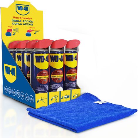 Pack de 12 unidades de Producto Multi-Uso Doble Acción, Spray 500ml, + Paño Original de WD-40 de regalo