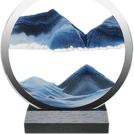 pièce. Tableau de sable mouvant rond en verre 3D représentant un paysage marin profond. Cadre en verre avec sable fluide. Décoration murale.