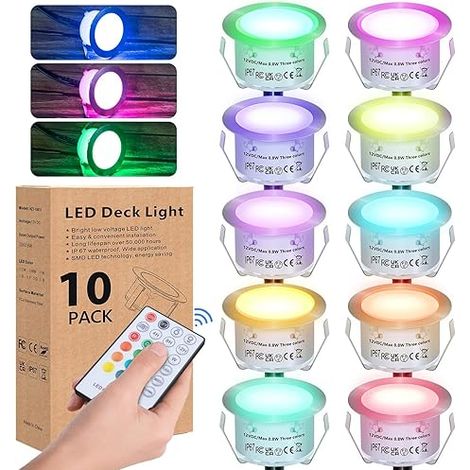 Spot Led Encastrable LumièRe RéGlable RGB Spots à Encastrer Extérieur avec télécommande Socle 12V Lampes Encastrées Dans Sol Terrasse Patio Jardin Piscine Chemin (1/5)