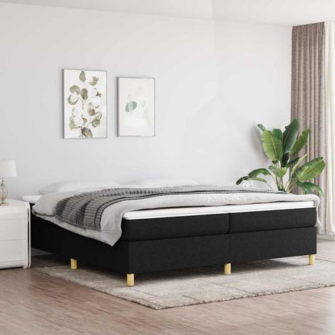 Cama box spring con colchón tela negro 200x200 cm (1/5)