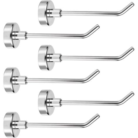 6pcs Grands Crochets Magnétiques, 7,1 cm de Long Crochets Magnétiques Robustes Cintres de Croisière Magnétiques Puissants pour Bateau de Croisière Garage Cuisine Réfrigérateur (Argent) (1/5)
