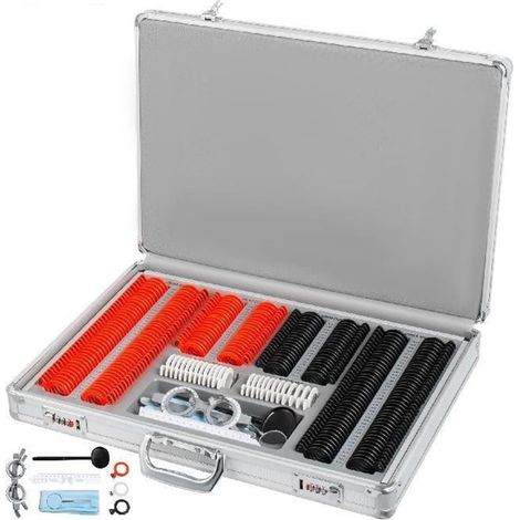 266 pièces Kit de lentilles d'essai en Plastique lentille Optique en Plastique équipement d'optométrie Accessoires de Protection des Yeux Aluminium avec Mallette de Rangement (1/5)