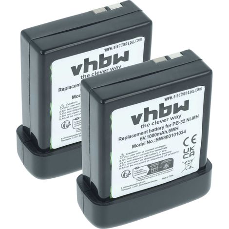 vhbw 2x Akku kompatibel mit Alan Midland 73-30 Funkgerät, Walkie Talkie (1000 mAh, 6 V, NiMH)