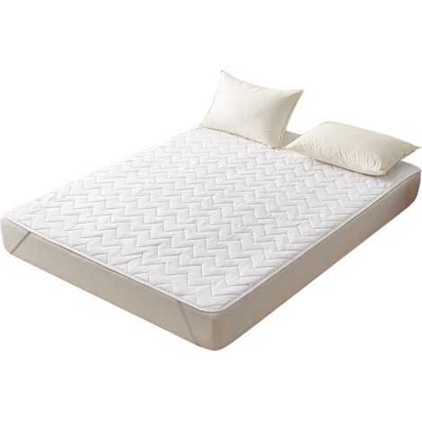 Protège-matelas professionnel antidérapant, doux, confortable, respirant et facile d'entretien, matelassé, blanc, pour lit simple, idéal pour la maison et l'hôtel. (1/5)