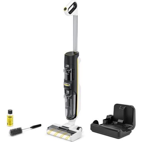 Aspirateur Balai Laveur sans fil Karcher FCV 4 Dry - Eau et Poussieres - 200 m² - aspire lave et seche - station de séchage comprise
