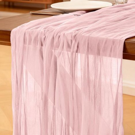 Camino de mesa de gasa rosa,300 x 90 cm,fiestas de cumpleaños,despedidas de soltera y decoración de banquetes (1/5)