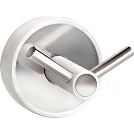 Appendino bagno doppio gancio in acciaio inox lucido e dettagli in ABS bianco  NICO-B kamalu