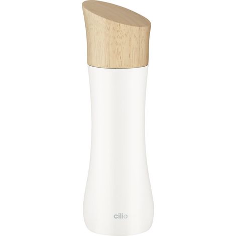 Moulin à sel ou à poivre, bois d'hévéa, diamètre 5 x 17 cm, blanc Ligurie / Cilio (1/3)