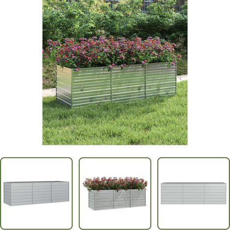 Jardinage extérieur - Lit surélevé de jardin 240x80x77 cm Acier galvanisé Argenté (1/5)