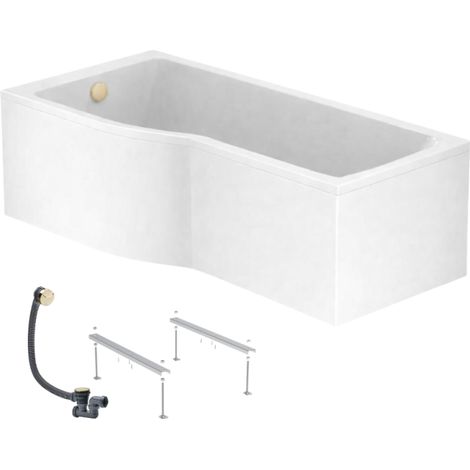 IDEAL STANDARD Connect Air Bañera con ducha izquierda de 150 x 80 cm + delantal + patas + desagüe, color oro