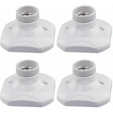E27 LED-Lampenfassung, E27 Keramikfassung und Kunststoffsockel, E27 Wandfassung, weiße E27-Fassung mit Ring für Flur-/Decken-/Balkonbeleuchtung, 4er-Pack (1/4)