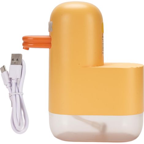 Dispensador automático de jabón en espuma tipo 2 con un simpático patito, dispensador de jabón inteligente sin contacto para baño y cocina, bonito diseño de ABS, 350 ml, recargable por USB, negro. (1/5)