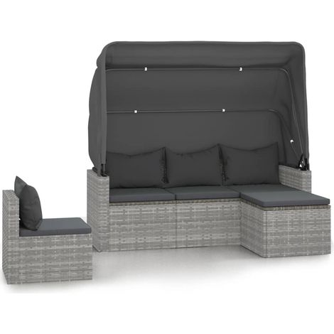 Maison Exclusive - 4-tlg. Garten-Sofagarnitur mit Kissen Grau Pol