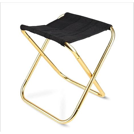 De Camping Pliant Tabourets, Portable Tabourets Fold Up D'ExtéRieur for De PêChe, Hiking, BBQ, en Nylon Solide D'Aluminium PliéE (28 x 25 x 21.5 cm)Doré (1/5)