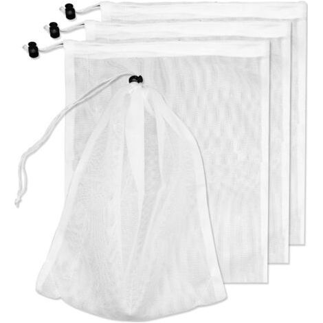 Lot de 4 Sacs en Maille de Rechange pour aspirateur Piscine, Filet Fin pour aspirateur Feuilles de Piscine avec Cordon Verrouillage, Sac filtrant pour aspirateur de Piscine, Sac de Nettoy (1/5)