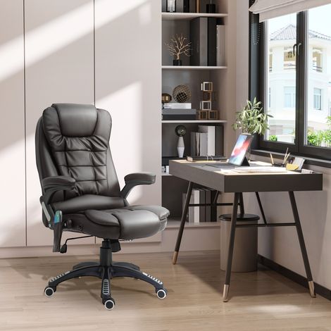 Ergonomischer Bürosessel mit Massage und Wärmefunktion, 6 Vibrationspunkten, Höhenverstellbar, Kunstleder Braun (1/5)