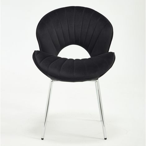 Lote de 2 sillas 53x62,5x83 cm de terciopelo negro sin reposabrazos – MEUBLIV (1/5)