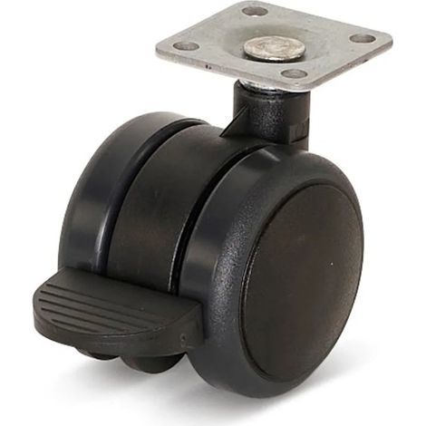 Roue de meuble PU freinée - MESO - Premium - Platine - 50 mm - 36,5 x 36,5 mm