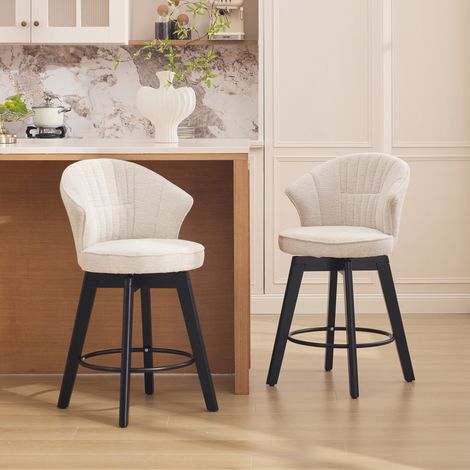 MEUBLIV Tabouret de bar 52,5x51x92,5 cm beige – pivotant, avec dossier (1/5)