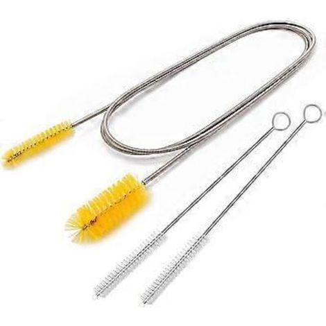 Brosse de drainage flexible en nylon avec double embout pour tuyau d'arrosage élastique de 170 cm et 2 brosses de nettoyage pour paille de 21 cm (2 pièces), couleur jaune. (1/5)
