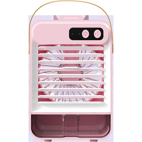 Ventilateur 3-en-1 portable USB rechargeable avec brumisateur, miroir et support, mini ventilateur de poche pour festival, maquillage, télétravail et voyage (1/5)