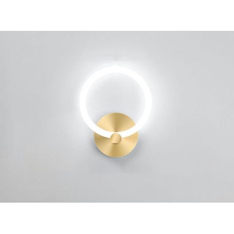 Applique Murale Led 10w D'intérieur Dorée, Applique Murale Moderne Anneau Ronde De 19cm, Décoration De Chambre À Coucher Pour Salon, Couloir 6000K-Blanc Froid (1/4)