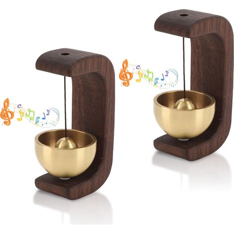 2 pièces sonnette pour propriétaire de magasin pour porte, Carillon éolien magnétique en bois Mini sonnette d'entrée pour entreprise Sonnette en forme de C, Décoration pour pièce (1/5)