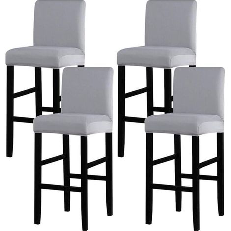 4 Pièces Housse de Chaise de Tabouret de Bar Couverture de Chaise de pub Amovible et Extensible Gris-- (1/5)