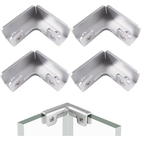 Stück 13,5-mm-Glasklemmen, Glasclips aus Aluminiumlegierung, verstellbare Glasklemmhalterungen, Glasbefestigungsclips, für 11–12 mm dickes Glas, L-förmig (1/5)