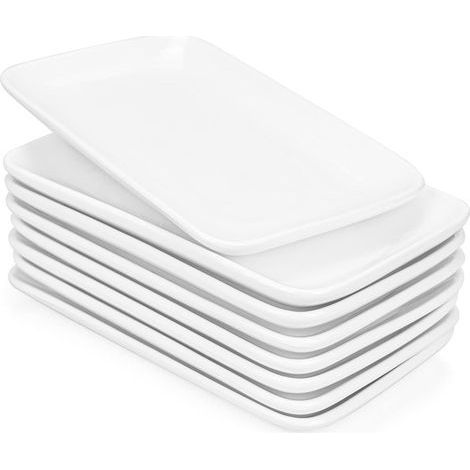 AZB Lot de 8 assiettes rectangulaires en porcelaine Blanc 20,3 cm,AZB Lot de 8 assiettes rectangulaires en porcelaine Blanc 20,3 cm (1/5)