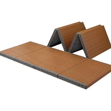 Tatami Tapis de Matelas Futon Japonais en Fibre de Coco, Parfum Frais, Matelas Pliable pour Dormir au Sol Tapis de Zone Méditation Yoga Zen, 80x200x3.5cm (1/5)