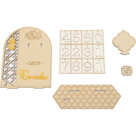 Calendrier Ramadan en bois décoratif DIY Ornement pour maison fête Aïd Type B (1/5)