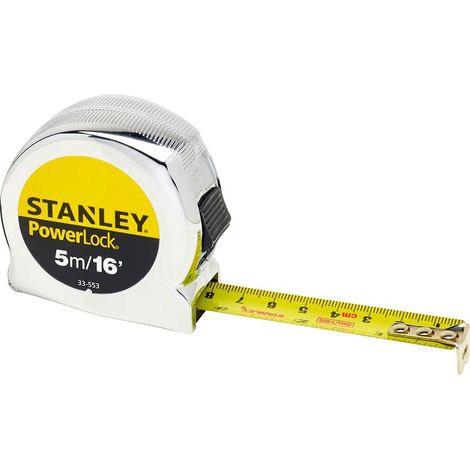 Stanley Powerlock 0-33-553 - Metro a nastro metrico/imperiale con lama da 19 mm, 5 m (1/4)