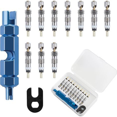 12-Piece Presta Valve Cores, Presta Valve Cores with 2 Pieces, Presta Valve Set with Valve Core Remover, Presta Valve Adapter, Valve Core Tool, for Bicycle Tire Repair