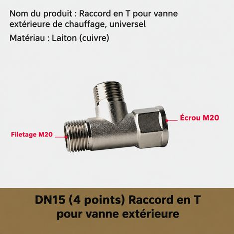 Raccord en T 1/2 pouce en laiton pour gaz naturel et chauffe-eau femelle-mâle-mâle 4 réf 0893 100 g – Livraison gratuite