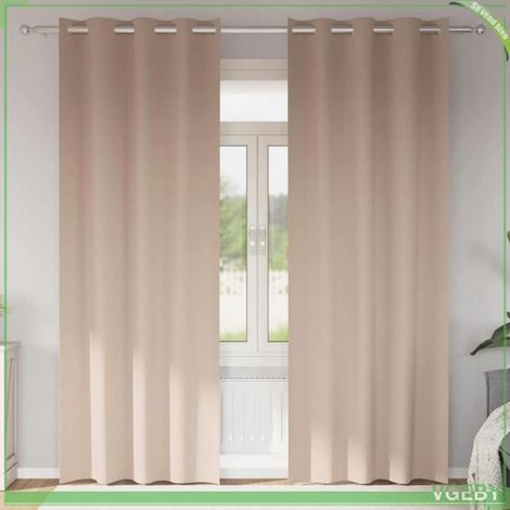 4107330 Rideaux occultants avec anneaux 2 pcs Taupe 225 x 140 cm (1/5)