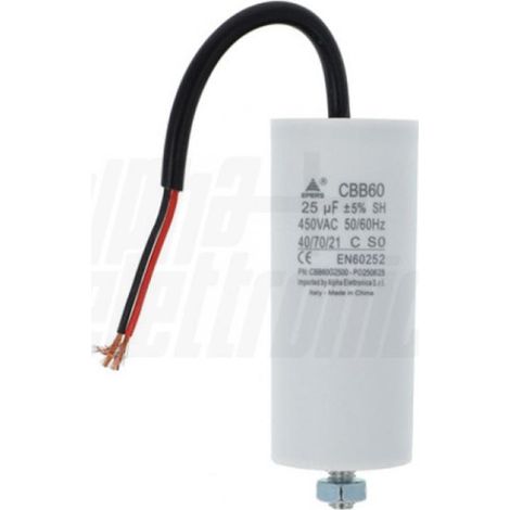 Alpha elttronica condensatore polipropilene motori 25uf 450v cbb60g2500