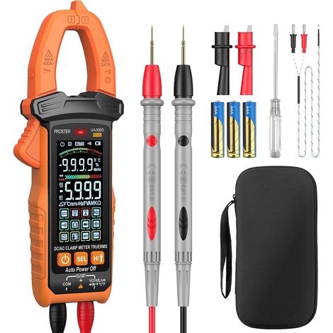 Proster 600A Pince Ampèremétrique NCV Numérique Intelligente 6000 Comptes Multimètre Professionnel TRMS Écran Couleur Courant Tension AC/DC (1/5)