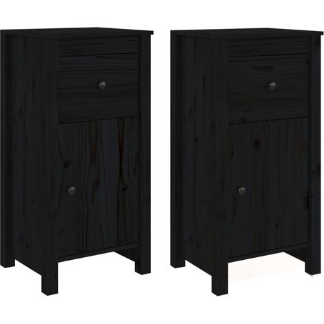 Credenza buffet cassettiera armadio contenitore organizer cucina soggiorno soggiorni set da 2 40 x 35 x 80 cm legno massello di pino nero 020036905