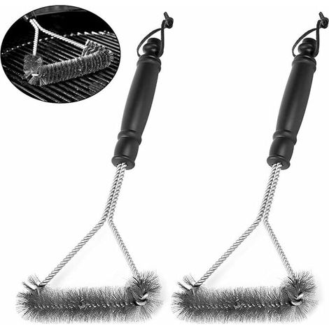 Brosse pour Barbecue, 4 Pièces Nettoyage de Barbecue Accessoires puissants Brosse Métallique pour Barbecues en Plein Air Gril à Charbon Camping BBQ (1/5)