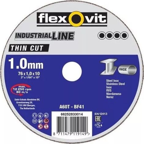 FLEXOVIT 66252833014 DISCHI DISCO DA TAGLIO SOTTILE PER INOX 76x1x10 mm