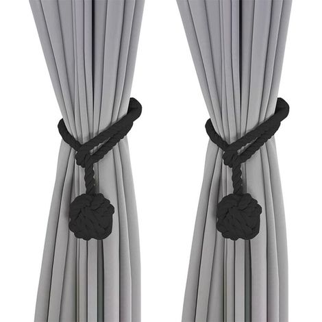 Gardinenhalter Schwarz, 2 Stück Gardinen Raffhalter, Handgestrickte Gardinenhalter, Gardinen Seilhalter, Vorhänge Schnalle Dekoration für Schlafzimmer und Büro (1/5)