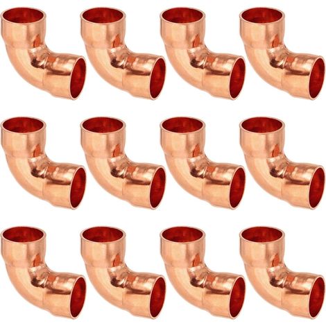 12pcs Raccord Coudé en Cuivre pour Tuyaux Gaz, 14mm Tuyau d'Arrosage Durite Essence, Raccords Tuyauterie à Pression HVAC Climatisation Plomberie, Épaisseur 1mm - x (1/5)