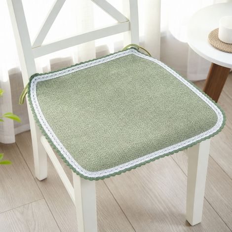 Coussin de Chaise Coton Lin 45 x 45 cm Vert avec Lien - Coussin Forme Fer a Cheval 4 Saisons (1/5)