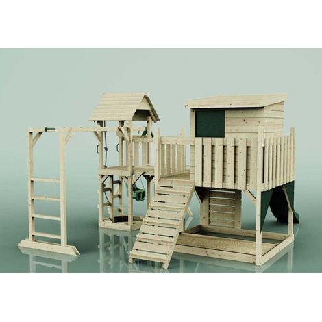 Polarplay Spielturm Lene aus Holz in GrünBabyschaukel