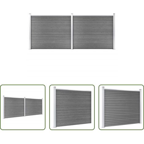 vidaXL Holz Kunststoff Zaun -  Zaunelement Set WPC 353x146 cm Grau