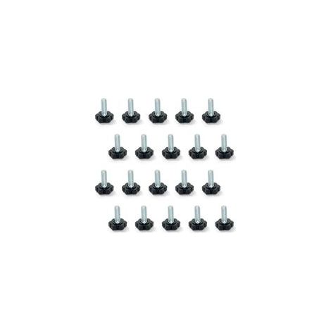 Pieds de nivellement pour meubles – Lot de 20 – Tige filetée M6x30mm – Base hexagonale en plastique noir pour réglage précis (1/5)